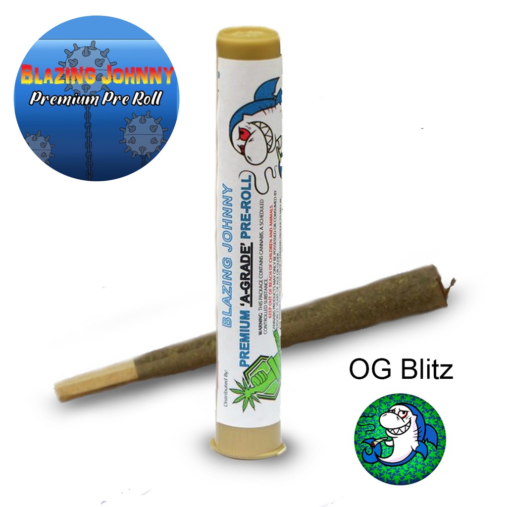 Blazing Johnny Premium Pre-Rolls - Kingsize - Greenhouse - OG Blitz (Indica)