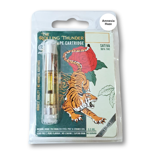 Rolling Thunder Vape Cartridge Full Spectrum - Premium - Amnesia Haze (Sativa) (0.5 mL)