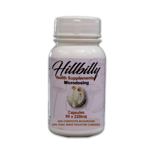 Hillbilly Microstack Psilocybin Microdosing Capsules (Tidal Wave + Cordyceps) 220mg (30 x Capsules)
