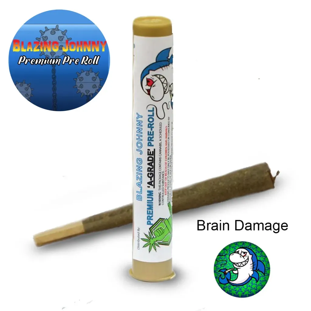 Blazing Johnny Premium Pre-Rolls - Kingsize - Greenhouse - Brain Damage (Hybrid)