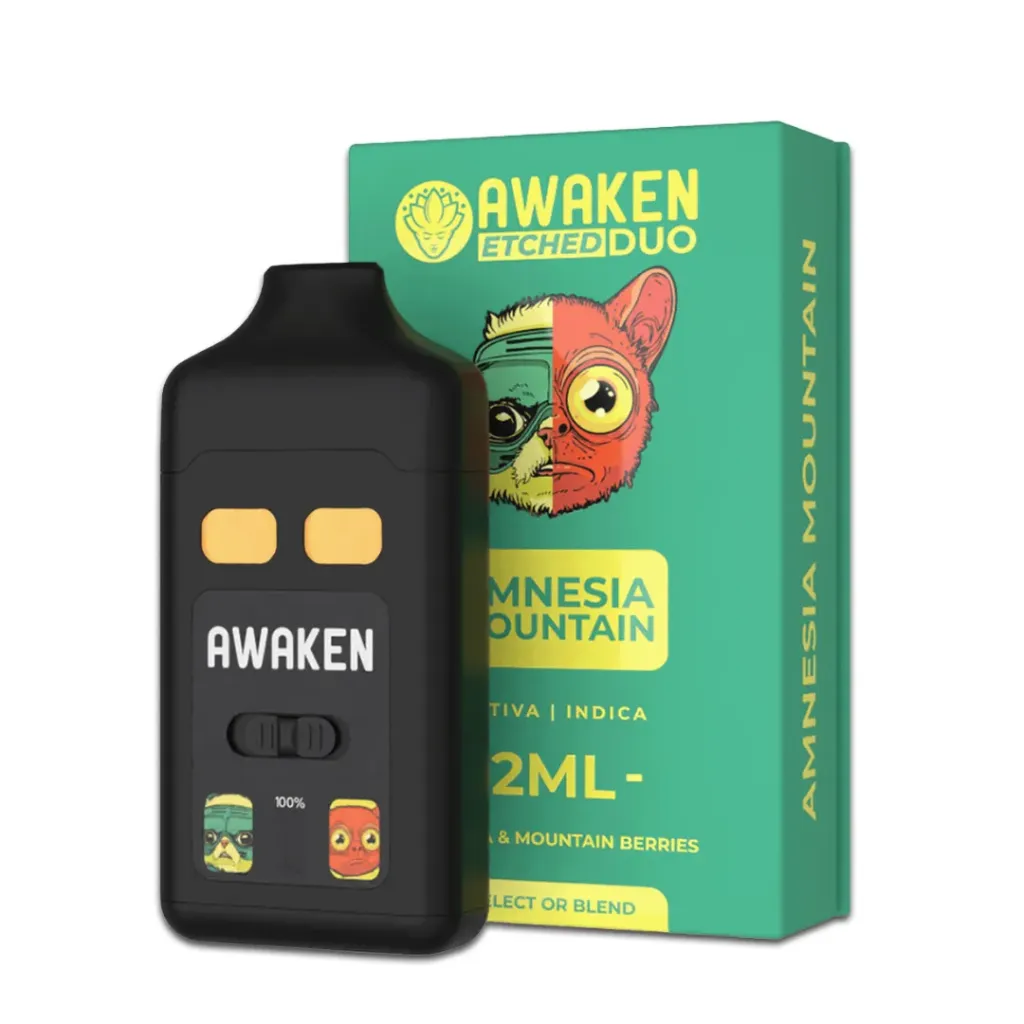 Awaken® Etched DUO Disposable Vape 2ml - Amnesia Mountain Duo (Sativa1ml+Indica1ml)