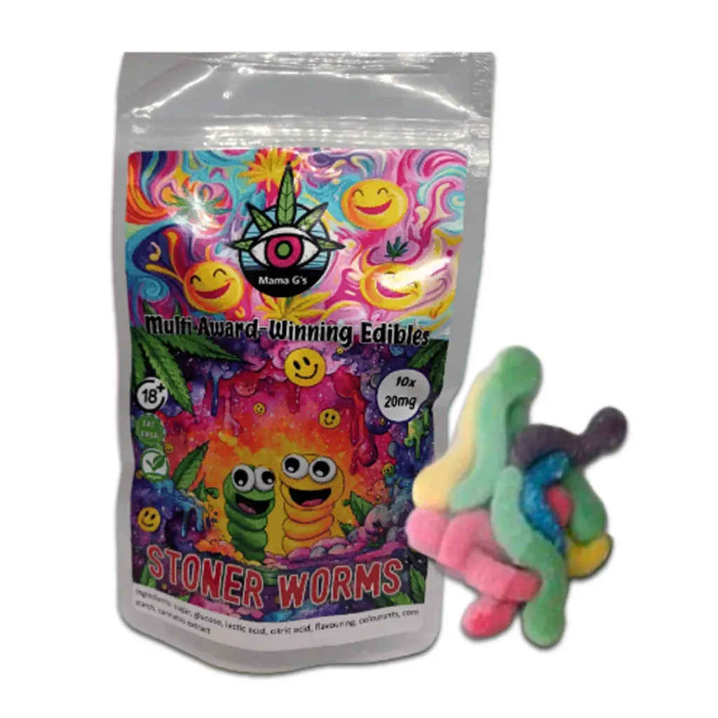 Vegan Gummies - Stoner Sour Worms 200mg (10x20mg)